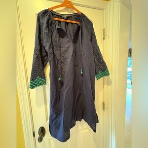 J. Crew Dark Blue Cover-up with Green Details
